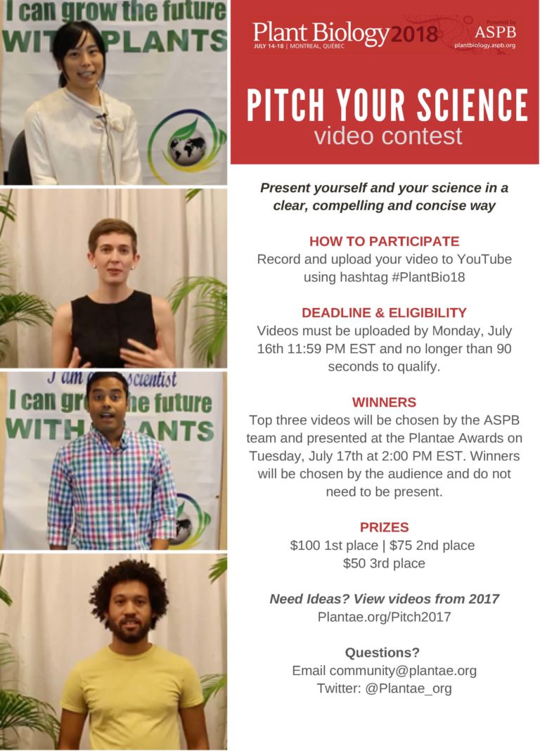 Pitch Yourself & Your Science for PlantBio18 Plant Science Today