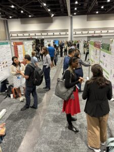 People gather in a poster hall